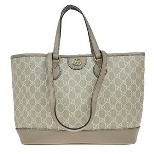 GUCCI GG Pattern 2Way Shoulder Hand Bag Supreme Leather Beige 667RF707